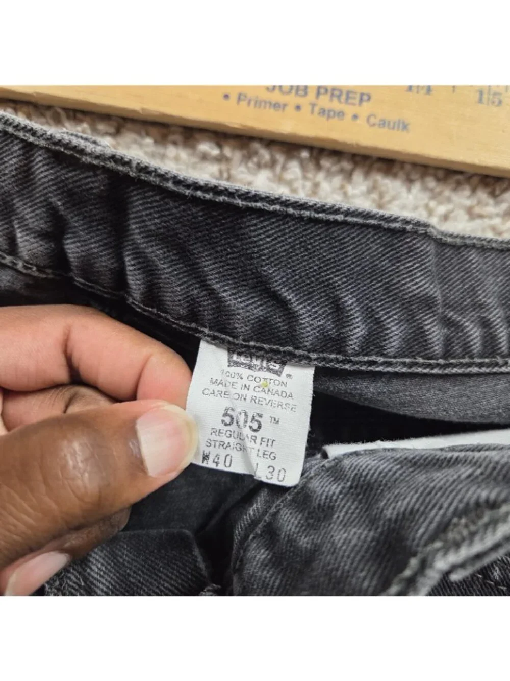 Vintage Levis Jeans Mens 40x30 Regular Straight Denim Black 505 Dark Wash